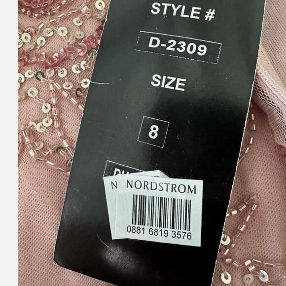 NWT! PISARRO NIGHTS BEADED MESH COCKTAIL DUSTY PINK ROSE MINI DRESS Sz 8 - Picture 4 of 7